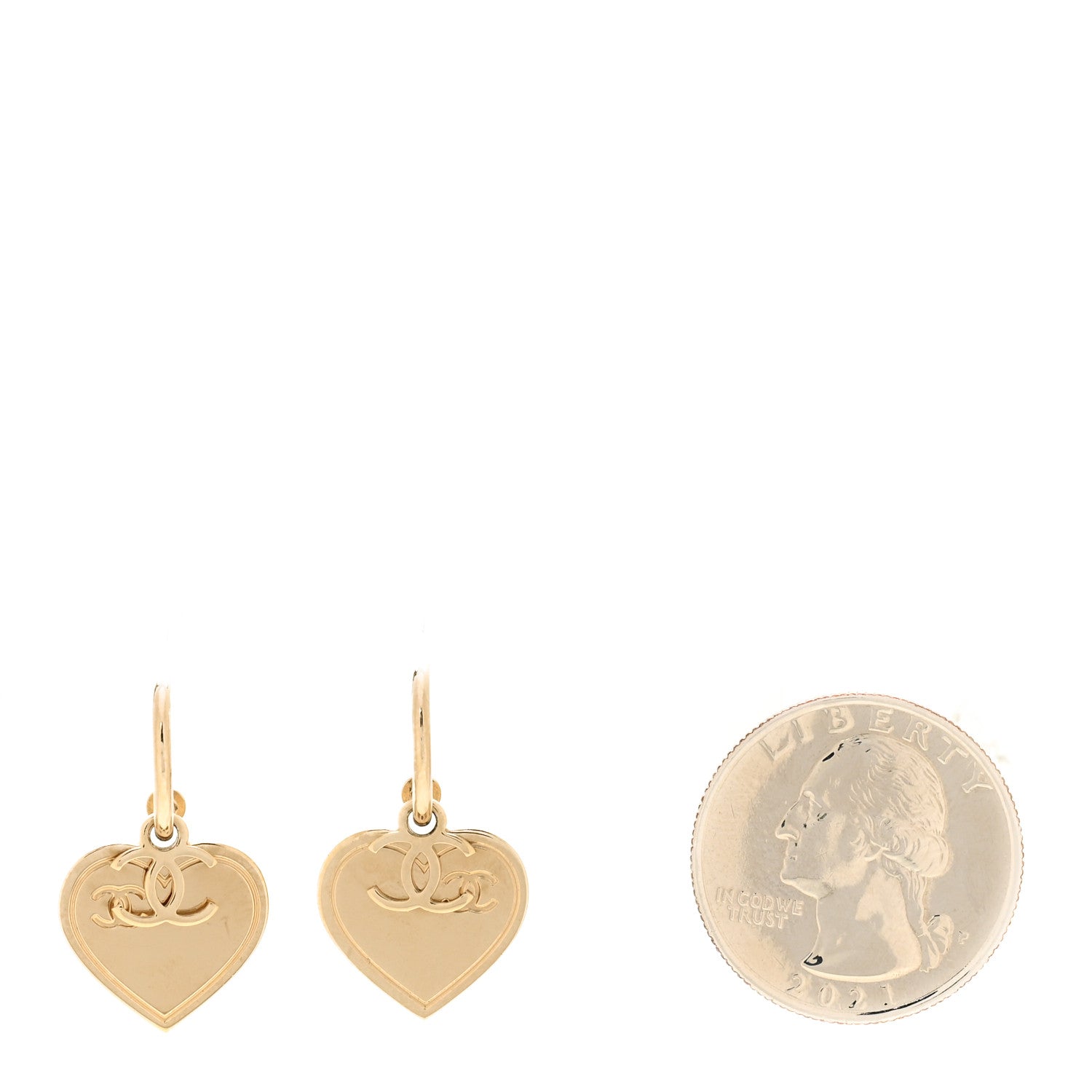 Chanel Heart CC Dangle Earrings Gold 2 of 5