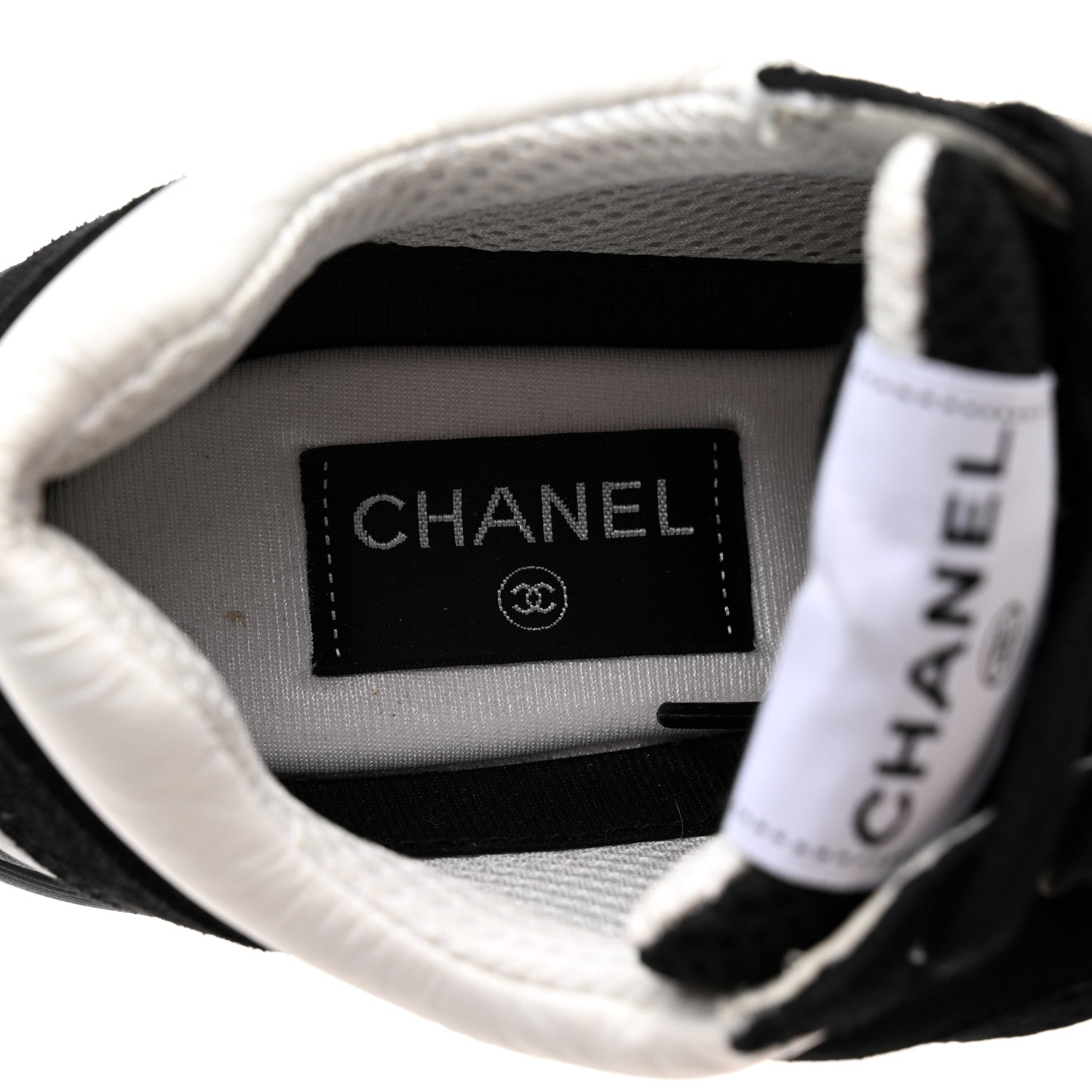 Chanel Mesh Suede Grained Calfskin Womens CC Sneakers 40 Black White 7 of 8
