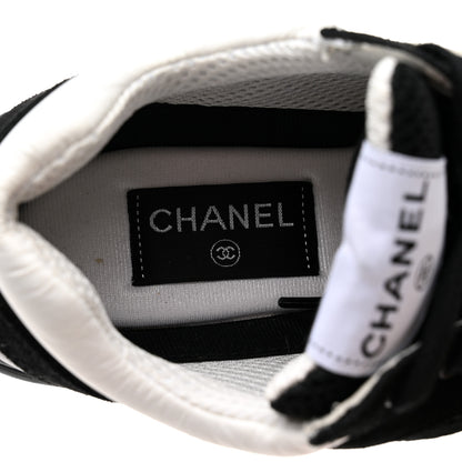 Chanel Mesh Suede Grained Calfskin Womens CC Sneakers 40 Black White 7 of 8
