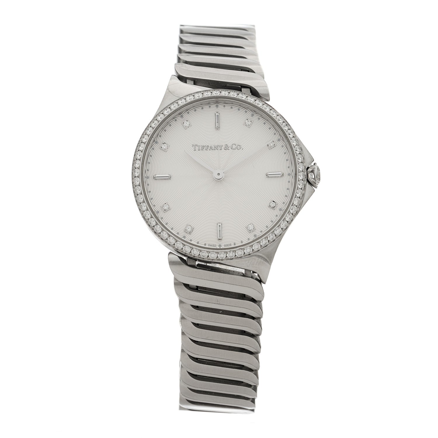 Tiffany Stainless Steel Diamond Bezel 28mm Metro 2-Hand Quartz Watch 1 of 4