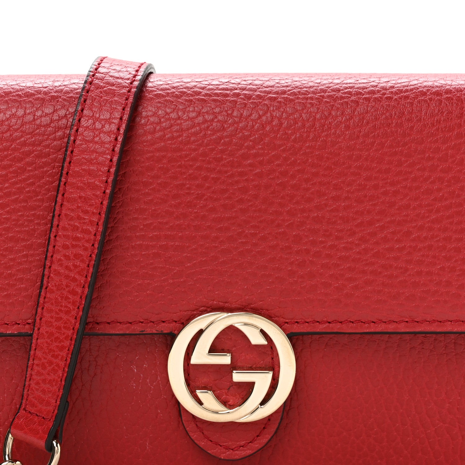 Gucci Dollar Calfskin Interlocking G Chain Wallet Red 8 of 11