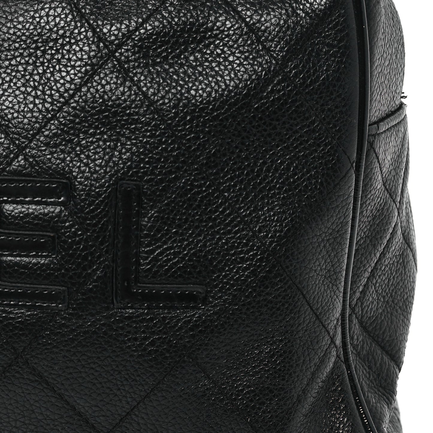 Calfskin Patent Quilted Bowler Black