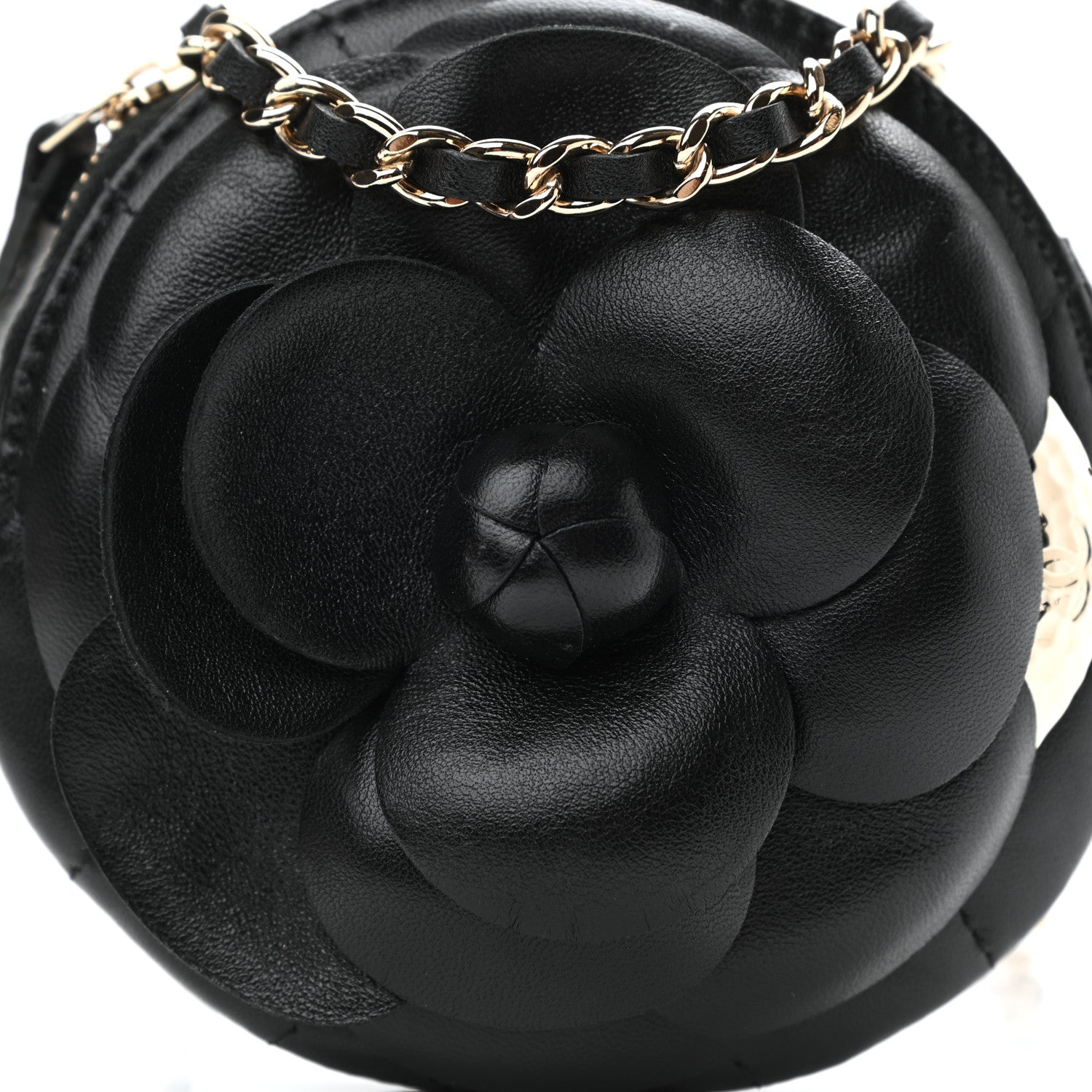 Chanel Lambskin Mini Camellia Bouquet Clutch With Chain Black 8 of 11