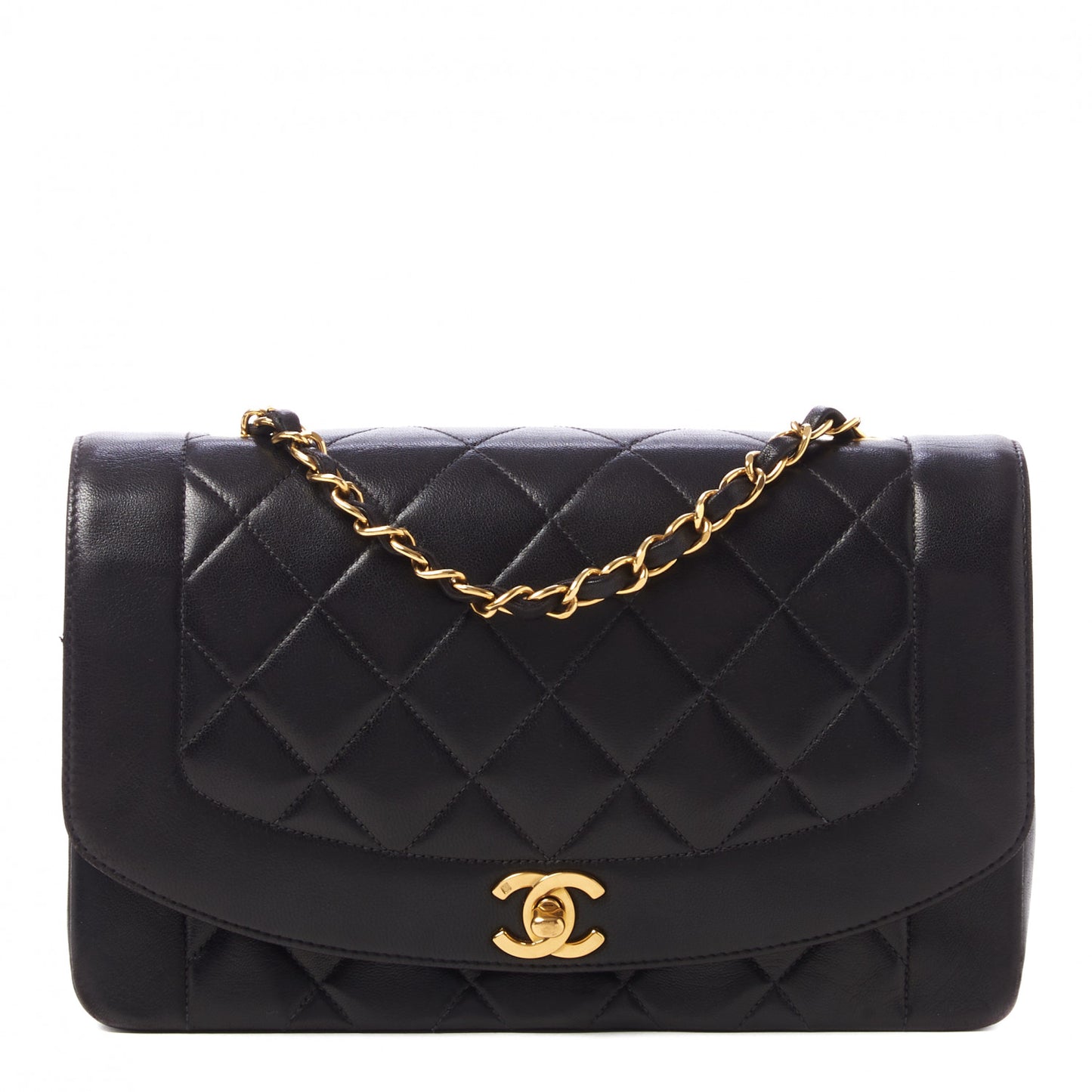 Lambskin Quilted Medium Single Flap Black