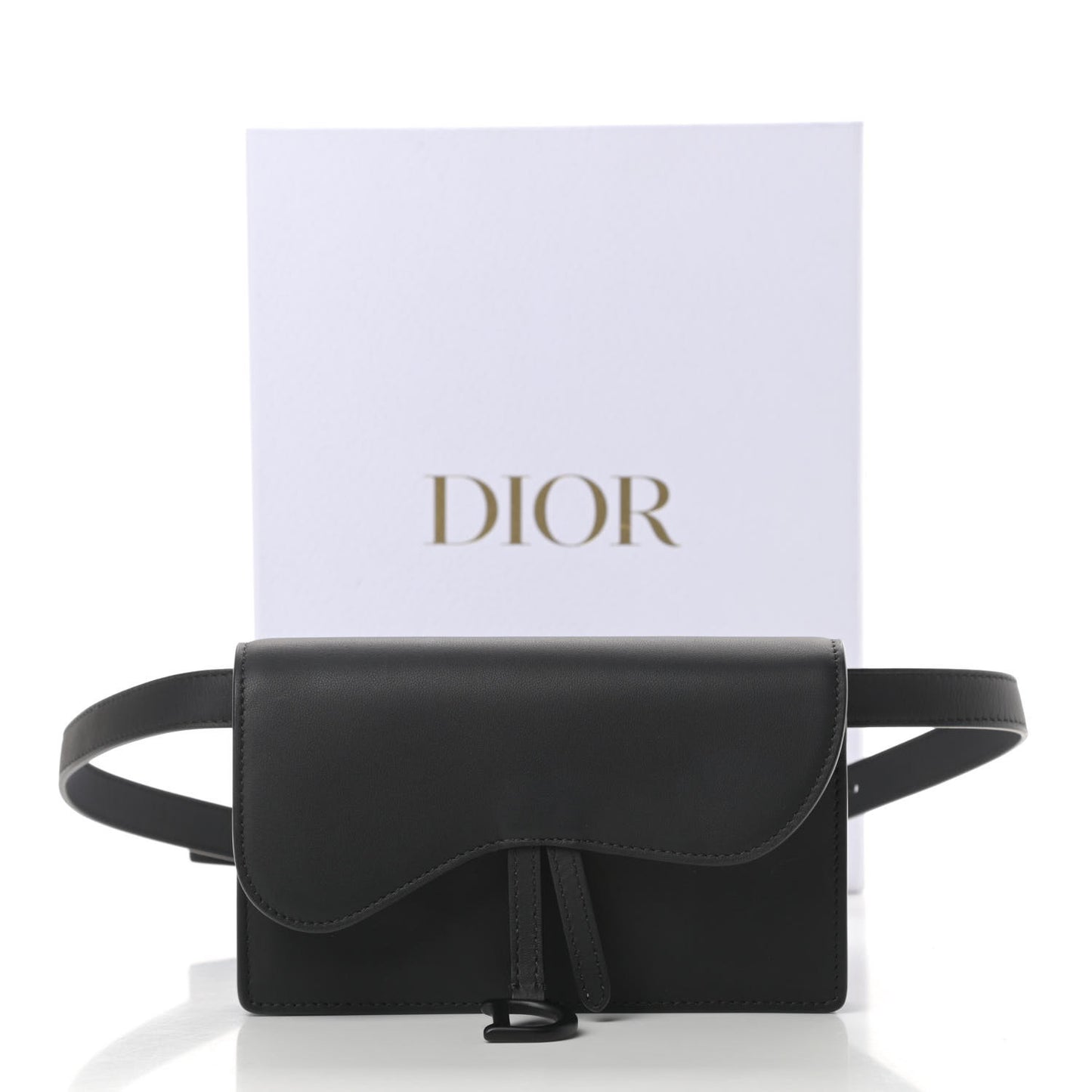 Ultra Matte Calfskin Saddle Belt Clutch Black