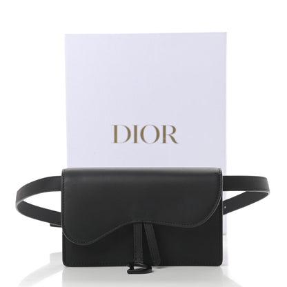 Christian Dior Ultra Matte Calfskin Saddle Belt Clutch Black 14 of 14