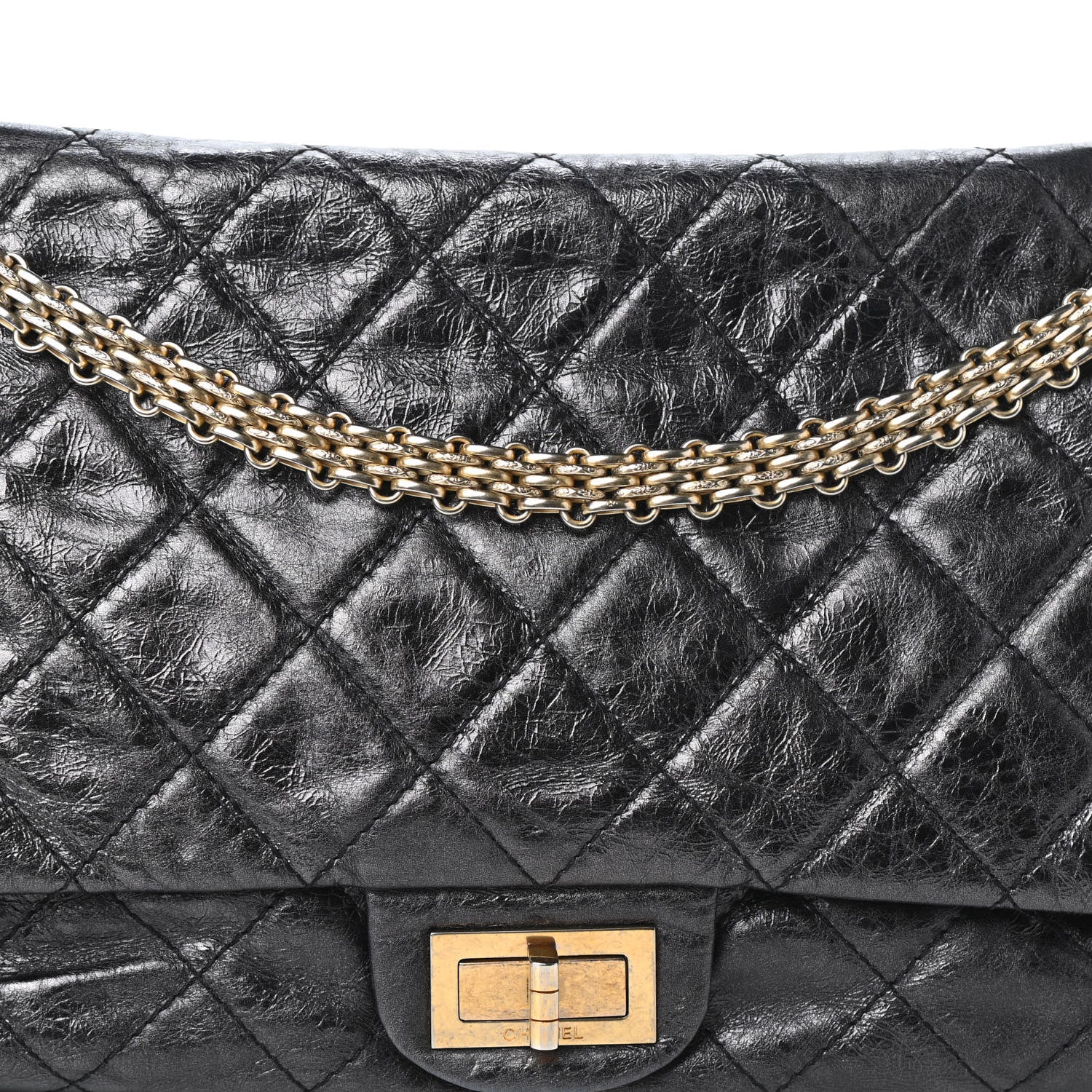 Chanel Metallic Aged Calfskin Quilted 2.55 Reissue 227 Flap Black 8 of 10