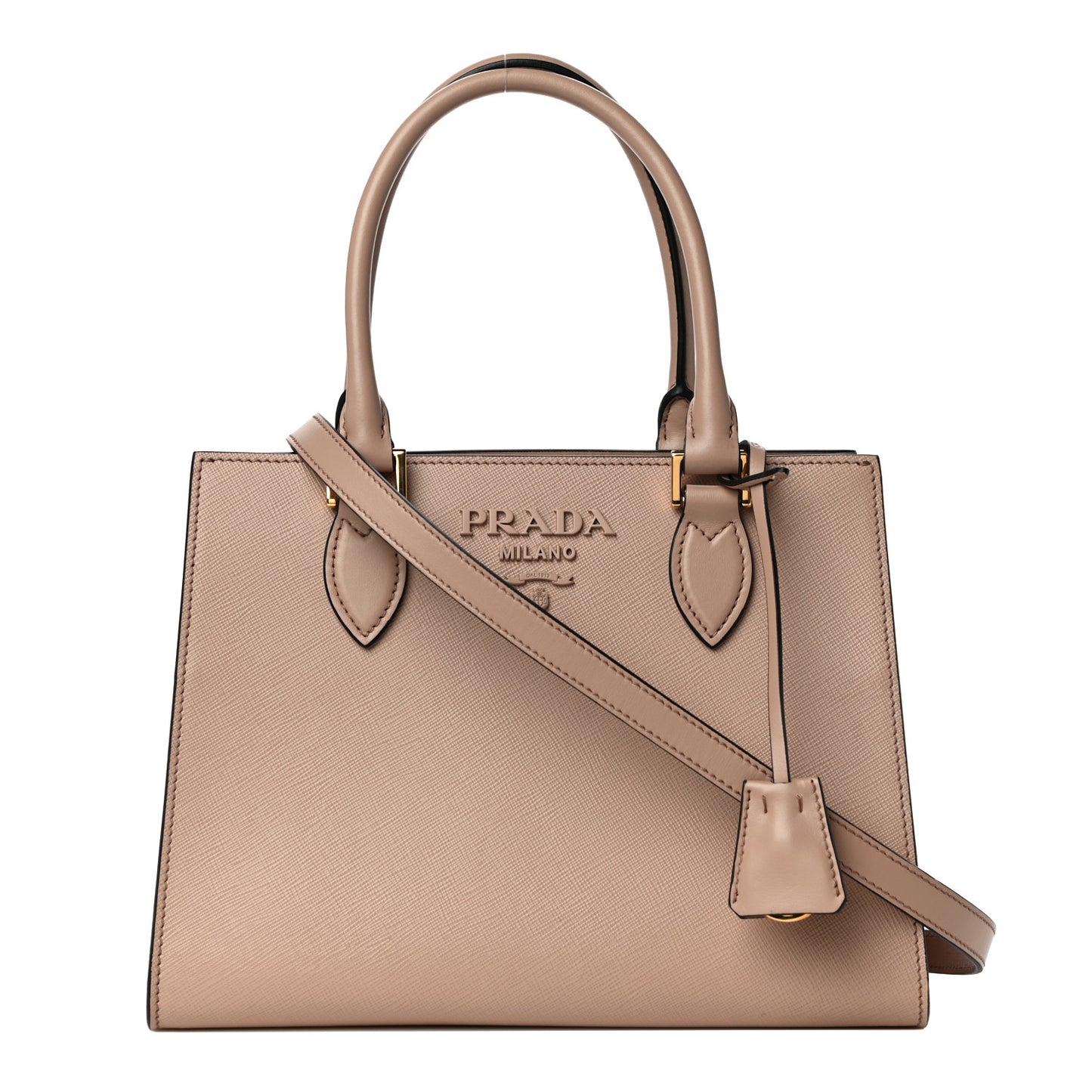 Saffiano Soft Calfskin Monochrome Top Handle Frame Bag Cipria