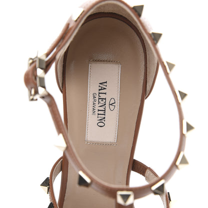 Valentino Garavani Calfskin Rockstud T-Strap 10/110mm Platform Sandals 39 Saddle Brown 7 of 9