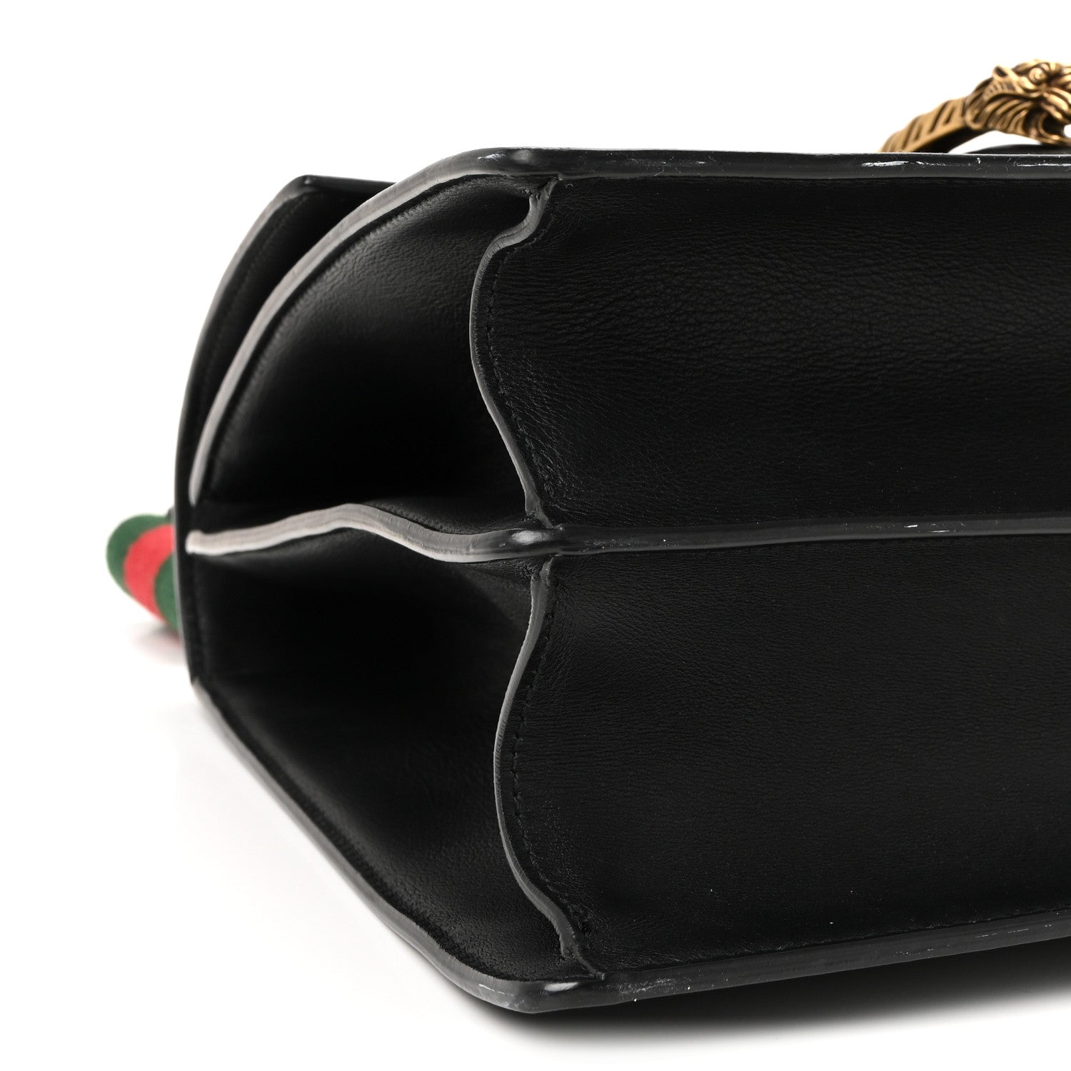 Gucci Moon Calfskin Web Large Dionysus Bamboo Top Handle Bag Black 9 of 10