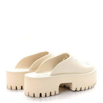 Gucci Rubber GG Monogram Perforated Elea Platform 55mm Lug Sole Sandals 36 Mystic White 4 of 9