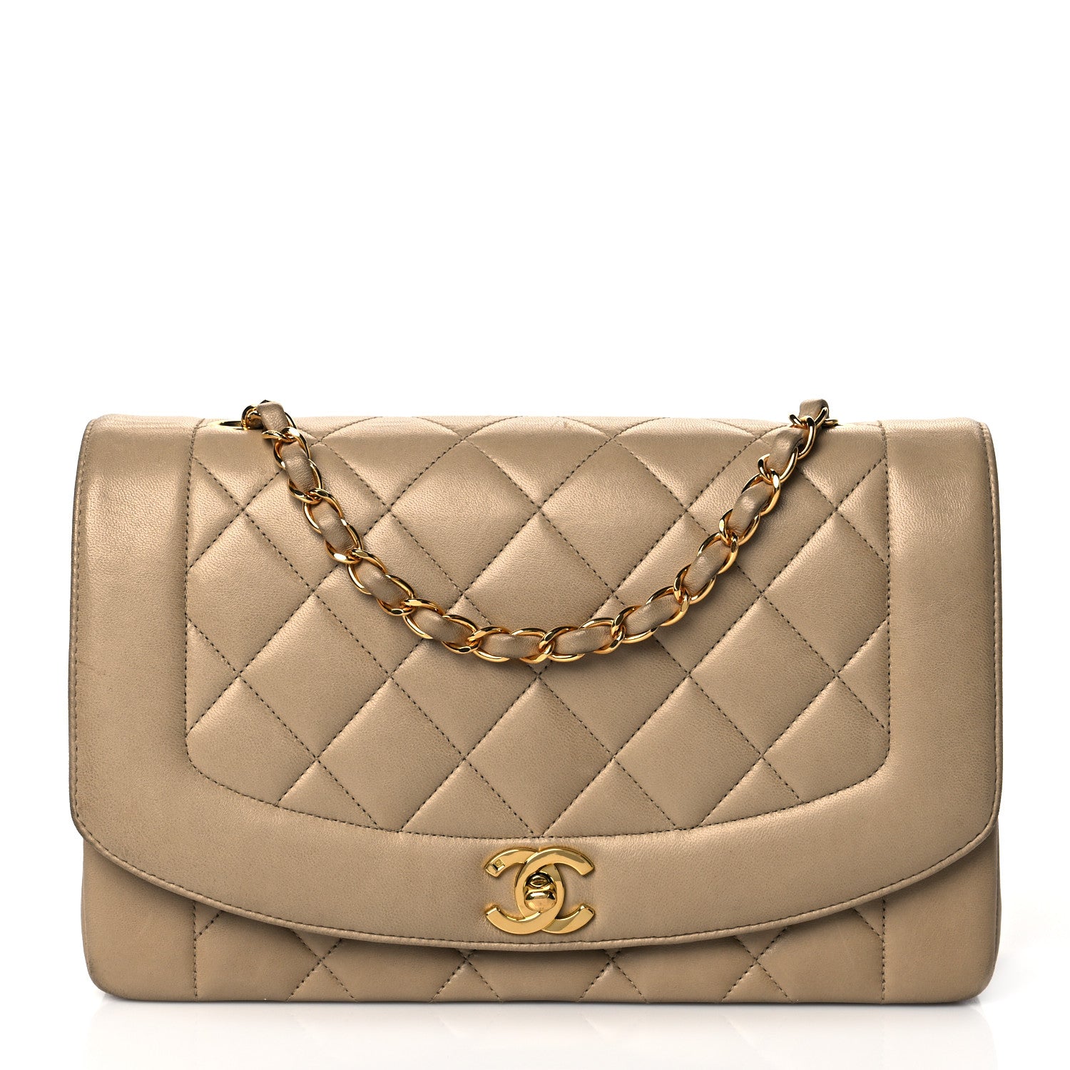 Chanel Lambskin Quilted Medium Single Flap Beige 1 of 17