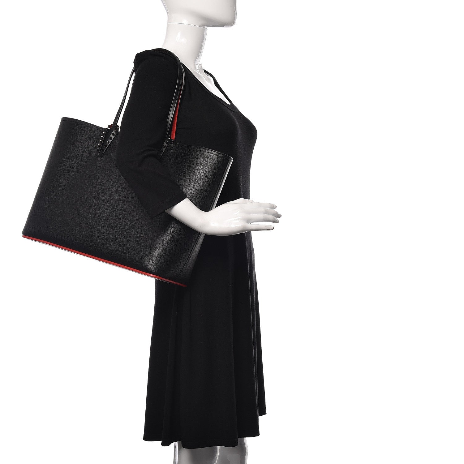 Christian Louboutin Calfskin Spikes East West Cabata Tote Black 2 of 10