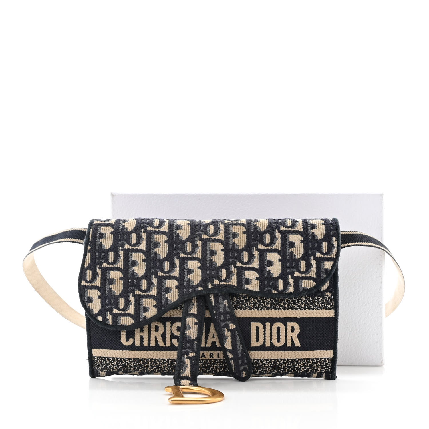 Christian Dior Oblique Slim Saddle Pouch Blue 11 of 11