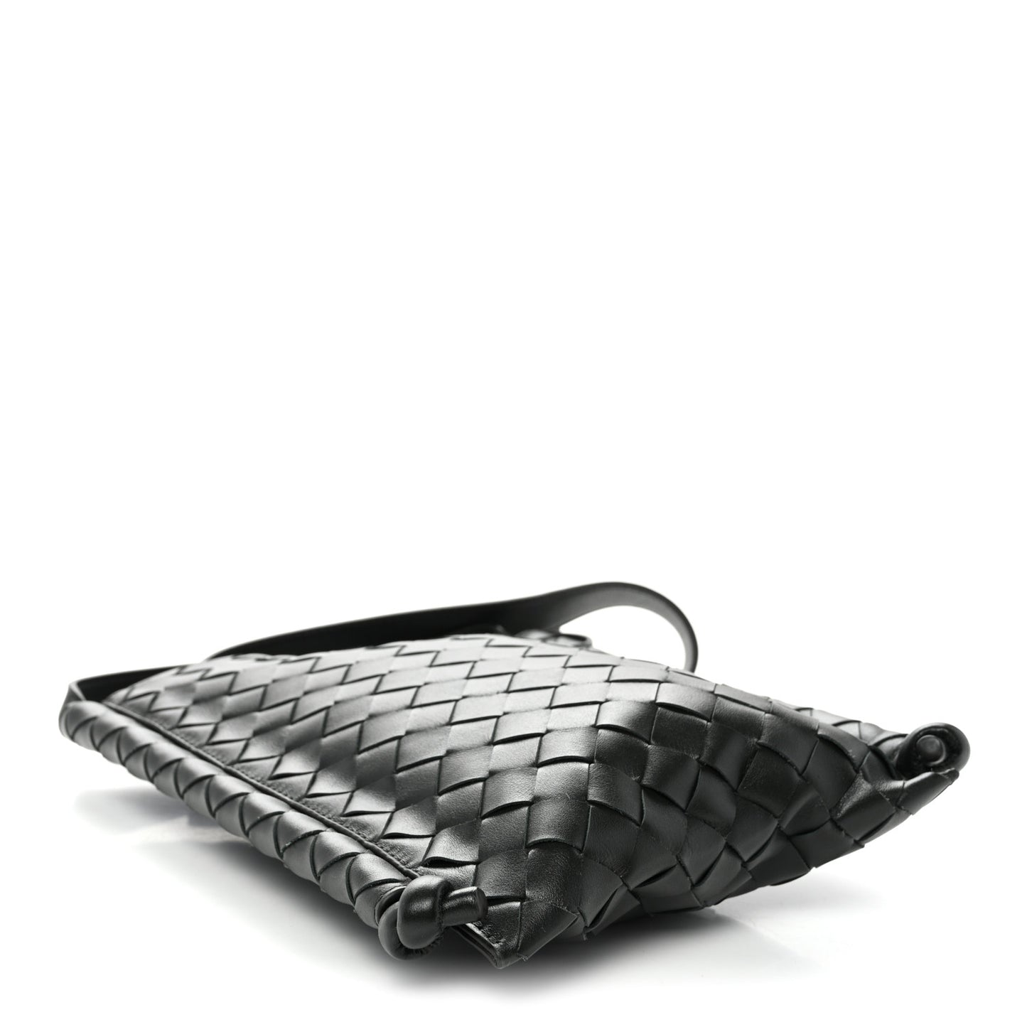 Nappa Intrecciato Small Flat Loop Messenger Black