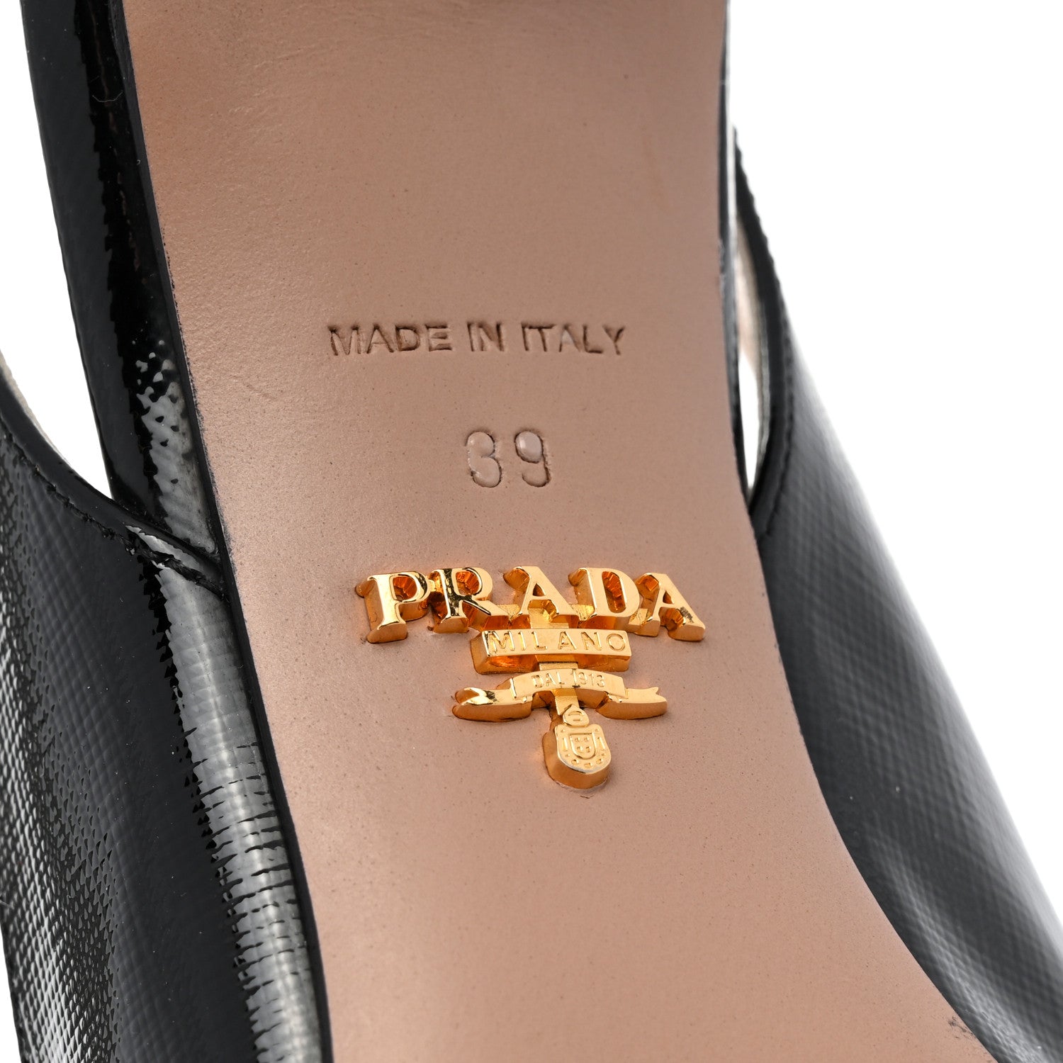 Prada Saffiano Vernice Slingback Pumps 39 Black 7 of 8