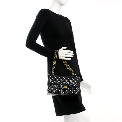 Chanel Patent Quilted Medium Double Sided Single Flap Black 2 of 9