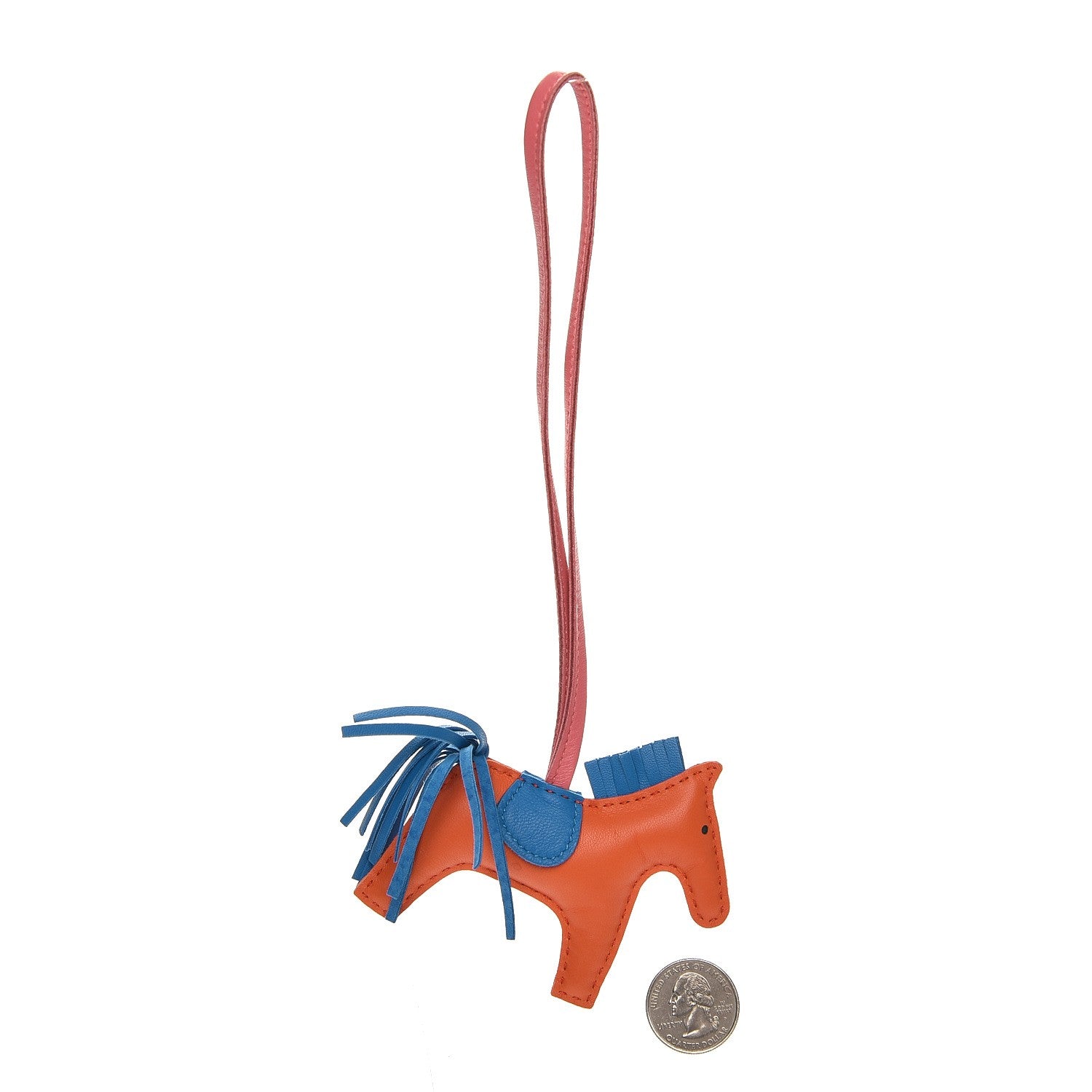 Hermes Milo Lambskin Grigri Rodeo Horse Bag Charm PM Orange Poppy Bleu Zanzibar Rose Azalee 2 of 4