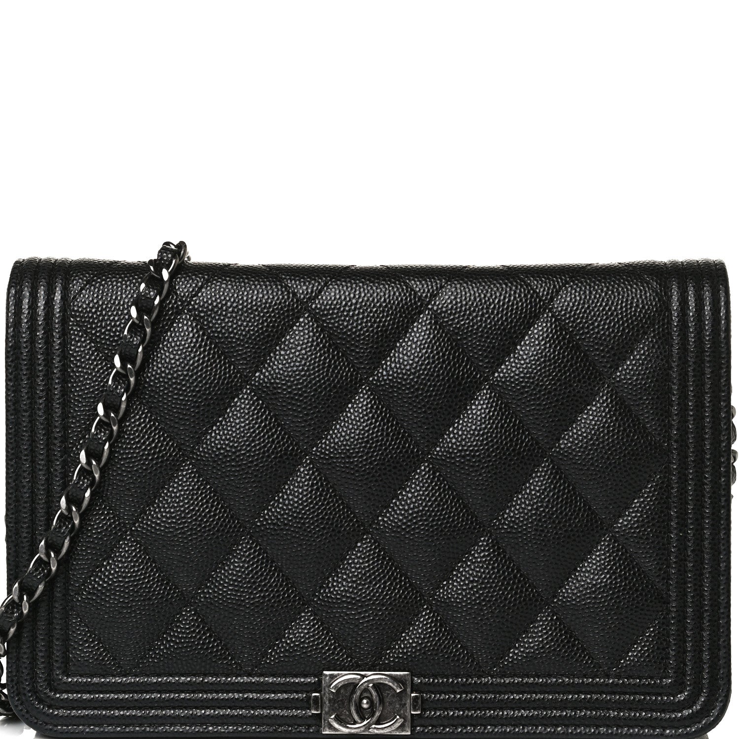 Chanel Caviar Quilted Boy Wallet On Chain WOC Black 9 of 12