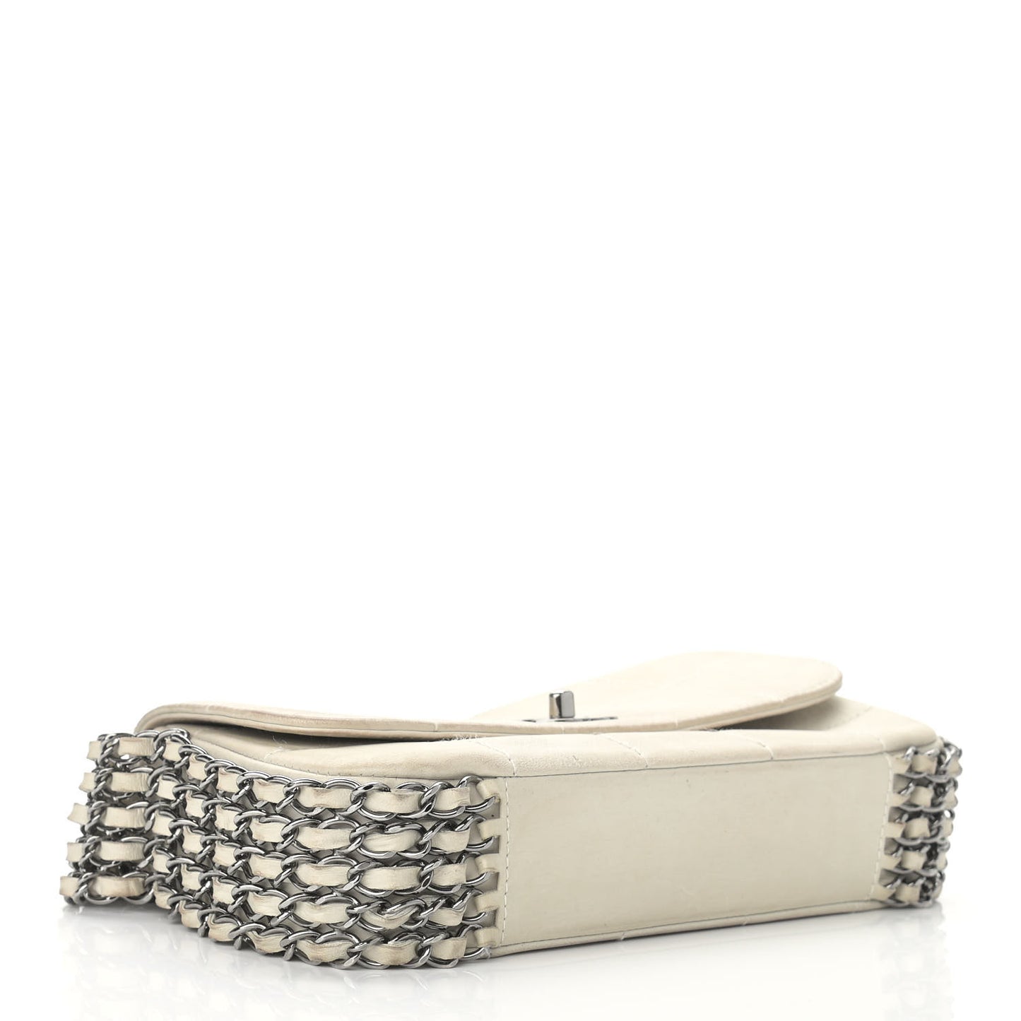 Lambskin Chocolate Bar 5 Chain Flap White