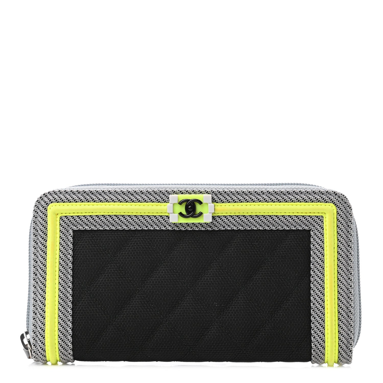 Chanel Canvas Quilted Large Fluo Boy Zip Around Wallet 1 of 4