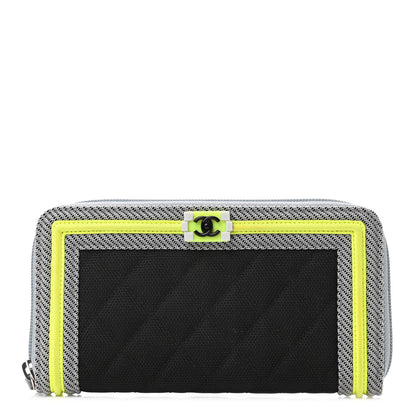 Chanel Canvas Quilted Large Fluo Boy Zip Around Wallet 1 of 4
