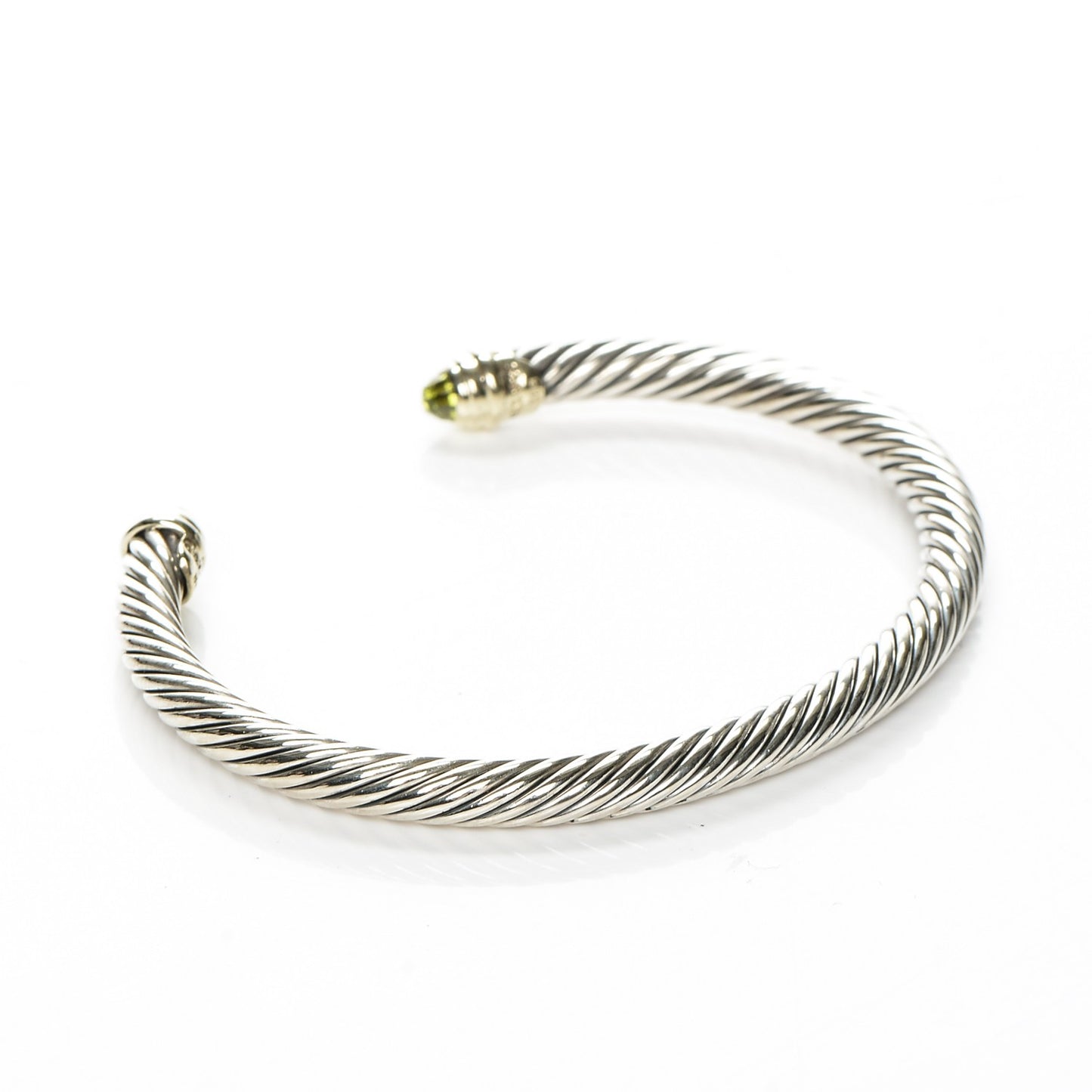Sterling Silver 14K Yellow Gold Peridot 5mm Cable Classics Bracelet