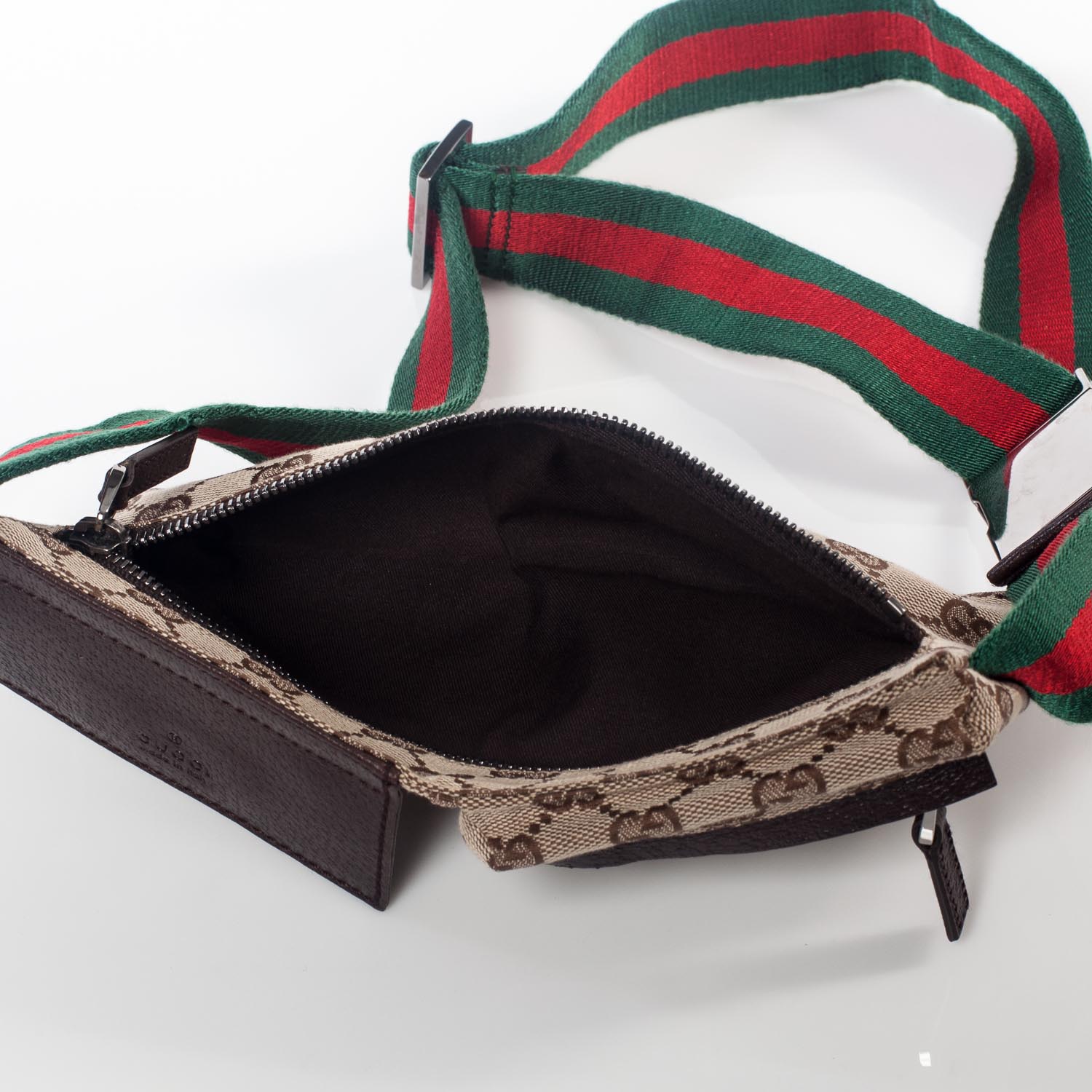 Gucci GG Monogram Web Double Pocket Belt Bag Ebony 8 of 9