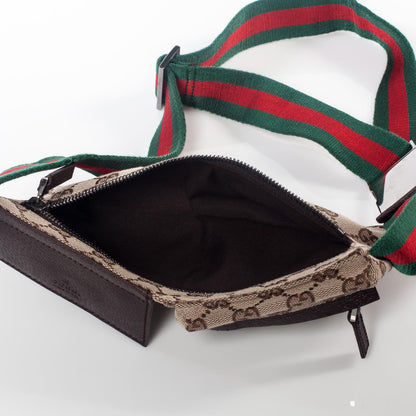 Gucci GG Monogram Web Double Pocket Belt Bag Ebony 8 of 9