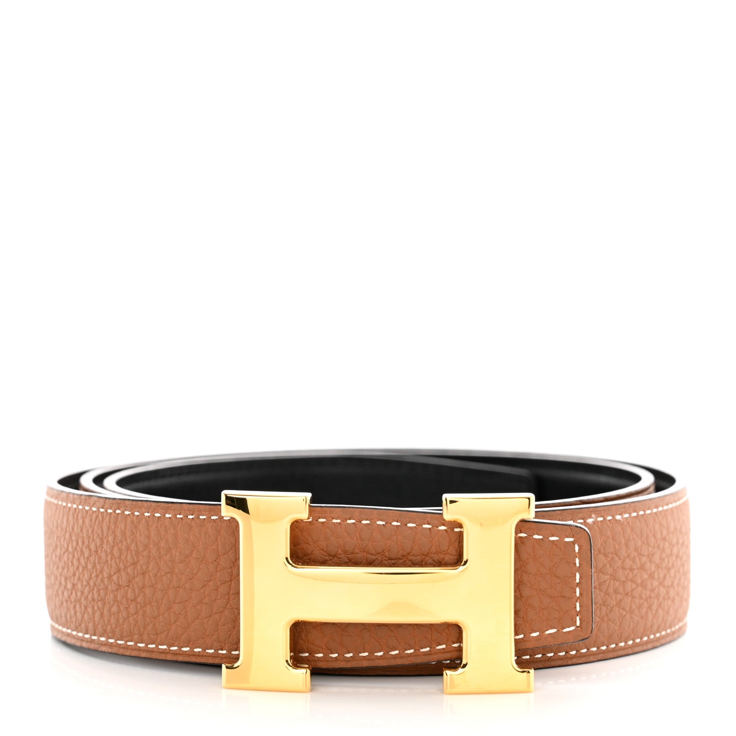 Hermes Box Togo 32mm H Belt 90 36 Black Gold 1 of 6