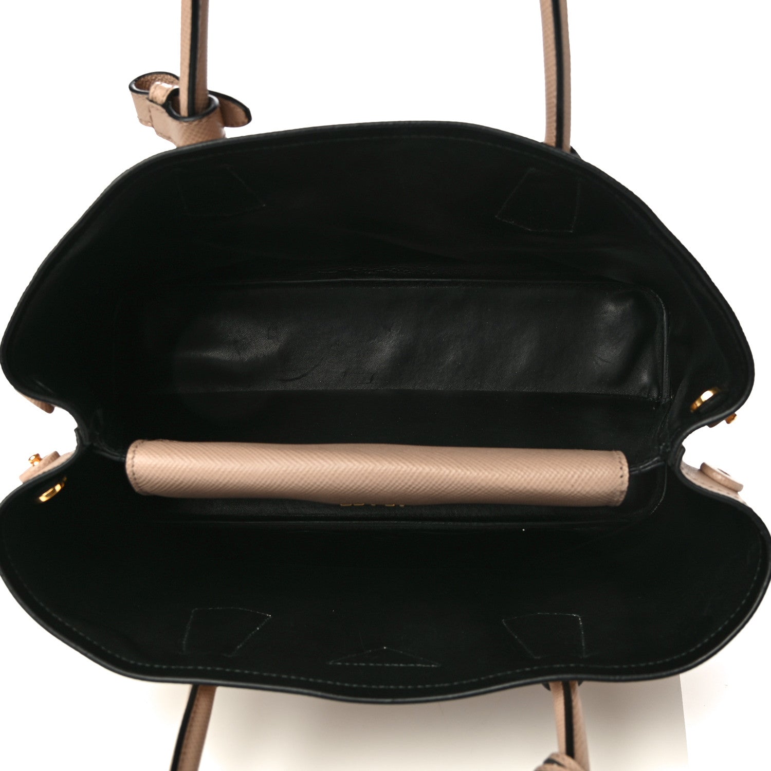 Prada Saffiano Cuir Medium Double Bag Cammeo Black 5 of 10