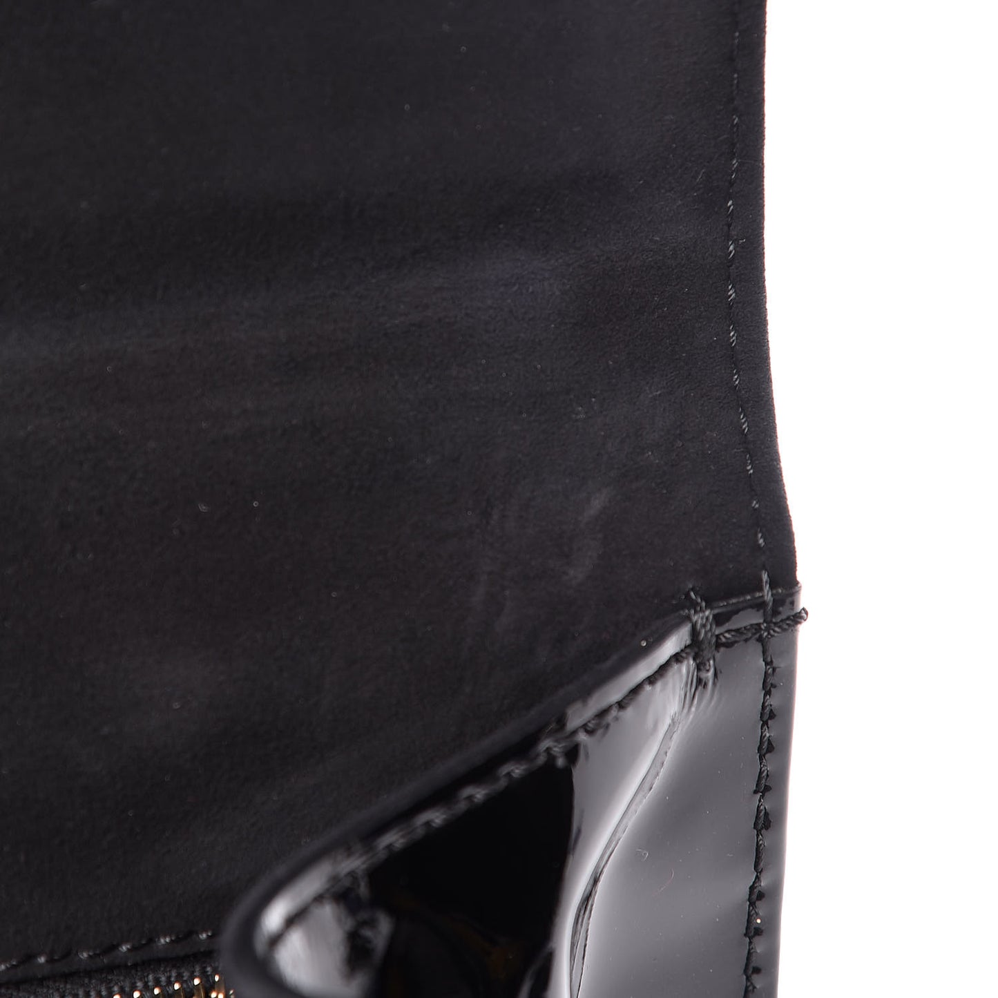 Patent Monochrome Large Glam Lock Rockstud Flap Black
