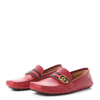 Gucci Velvety Calfskin Web Mens Noel Driver Loafers 9.5 Rosso 3 of 10