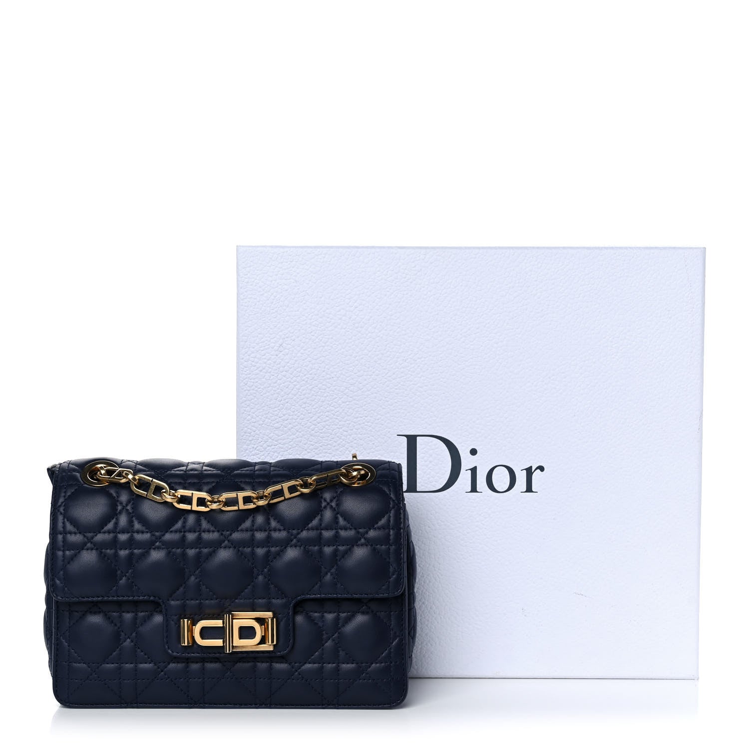 Christian Dior Lambskin Cannage CD Lock Flap Bag Navy 12 of 12