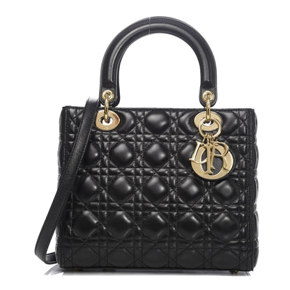 Christian Dior Lambskin Cannage Medium Lady Dior Black 1 of 13