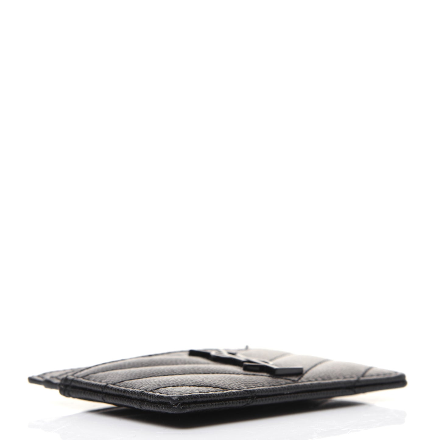 Grain De Poudre Matelasse Chevron Monogram Credit Card Case Black