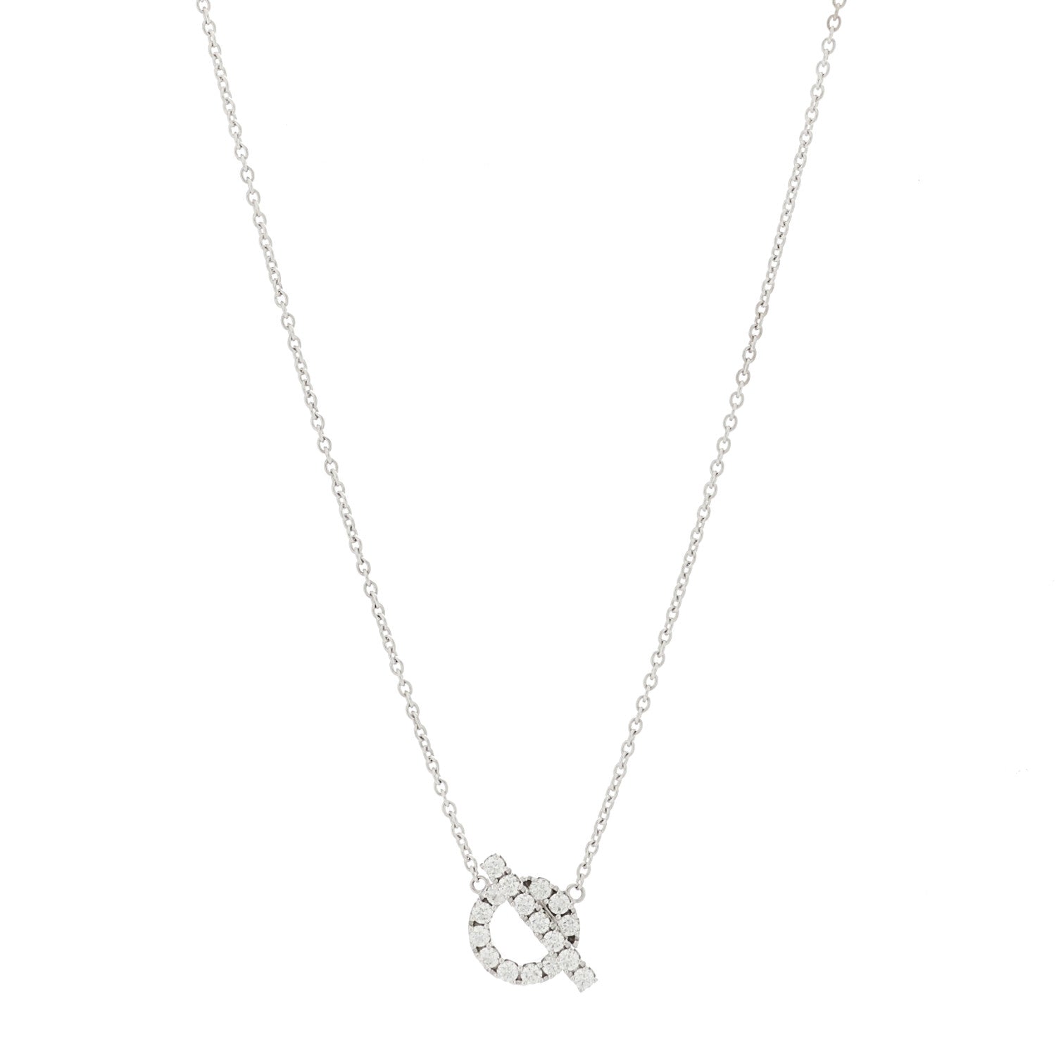 Hermes 18K White Gold Diamond Finesse Pendant Necklace 1 of 6