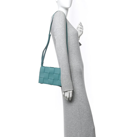 Lambskin Maxi Intreccio Cassette Crossbody Bag Linloleum