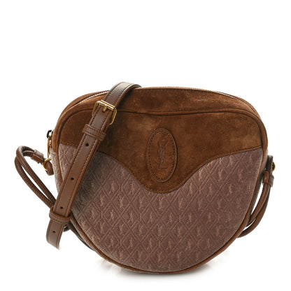 Saint Laurent Velvet Suede Le Monogramme Coeur Crossbody Brown 1 of 10
