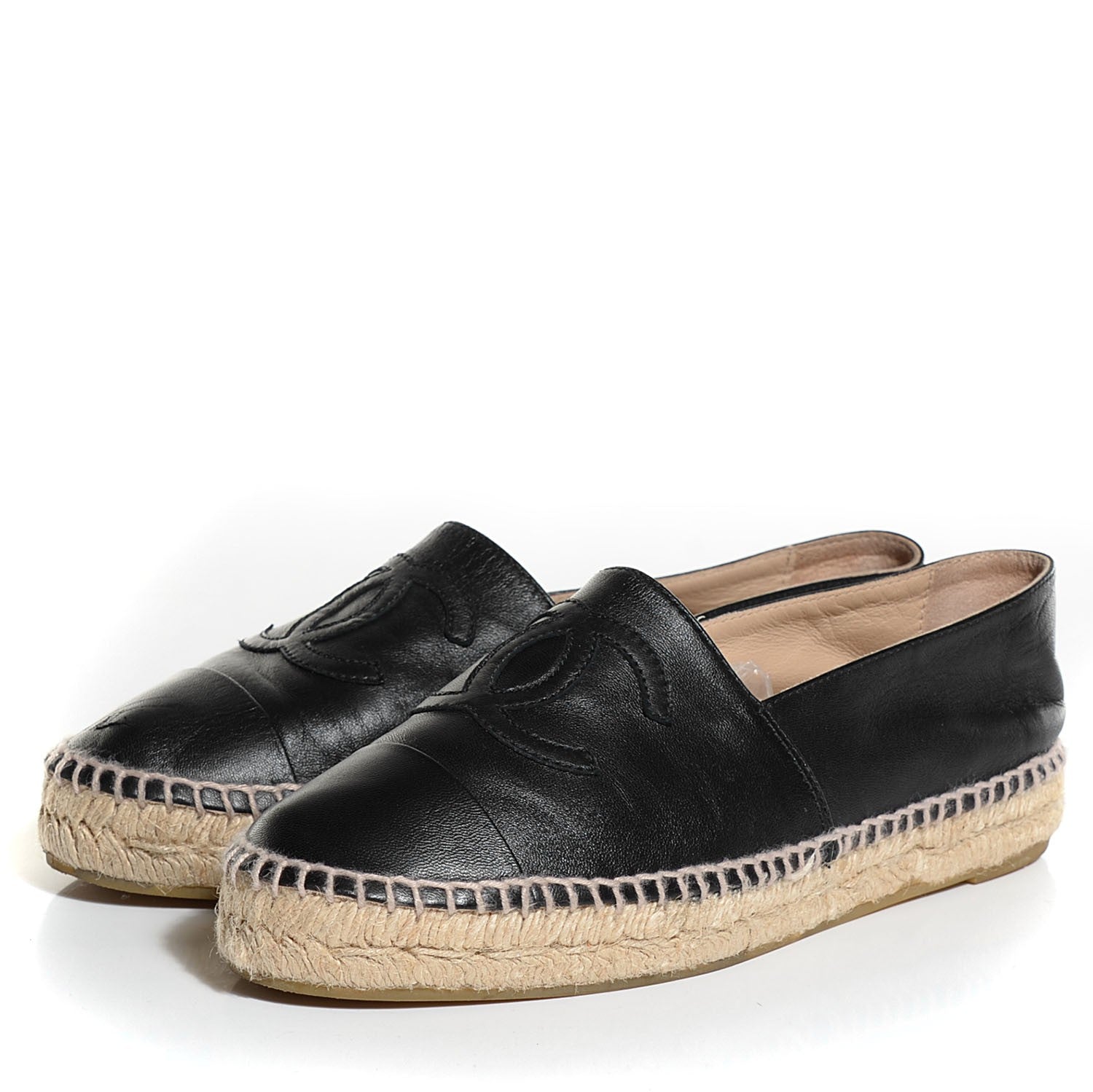 Chanel Lambskin CC Espadrilles 37 Black 3 of 8