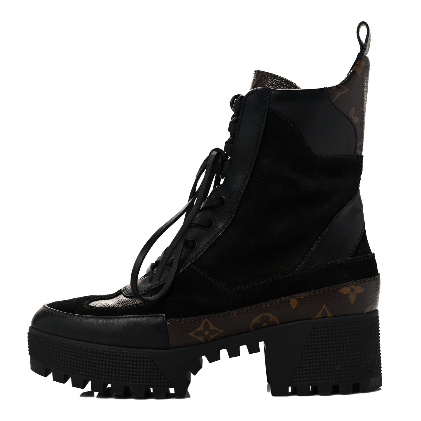 Suede Calfskin Monogram Laureate Platform Desert Boots 38 Black