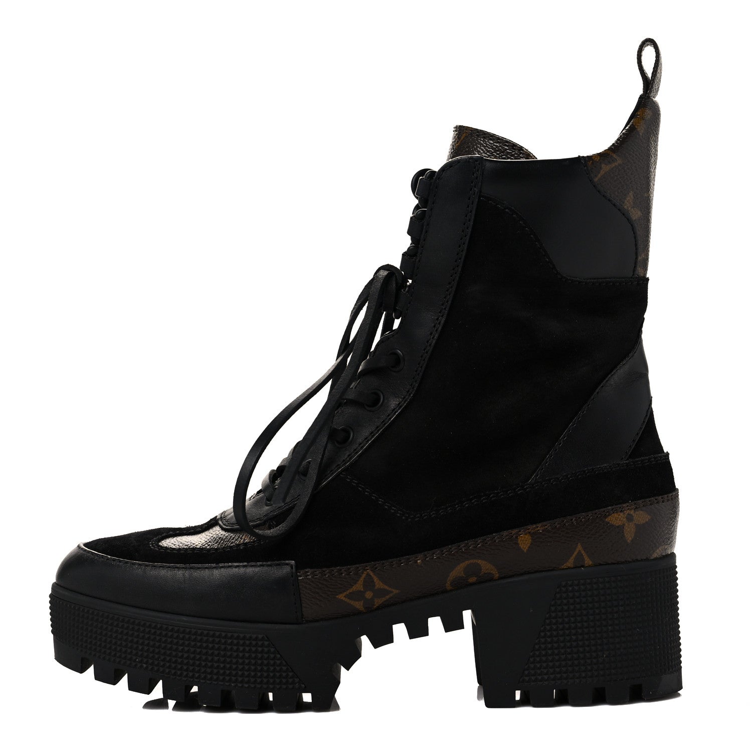 Louis Vuitton Suede Calfskin Monogram Laureate Platform Desert Boots 38 Black 1 of 8