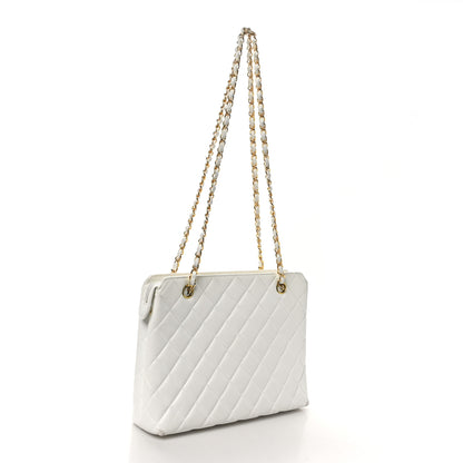 Chanel Caviar CC Shoulder Bag White 3 of 12