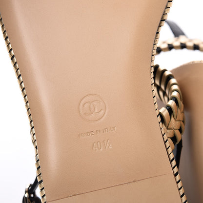Chanel Metallic Lambskin Calfskin Braided Thong Sandals 40.5 Black Gold 6 of 8