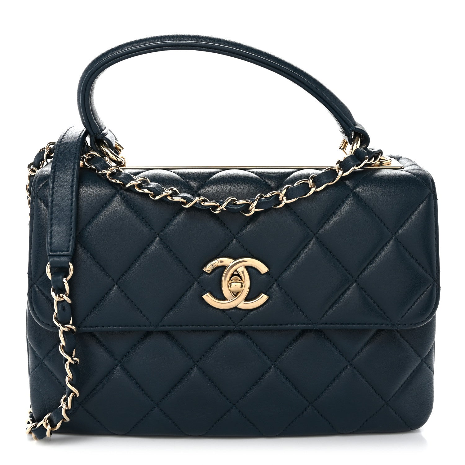 Chanel Lambskin Quilted Small Trendy CC Flap Dual Handle Bag Blue 1 of 11
