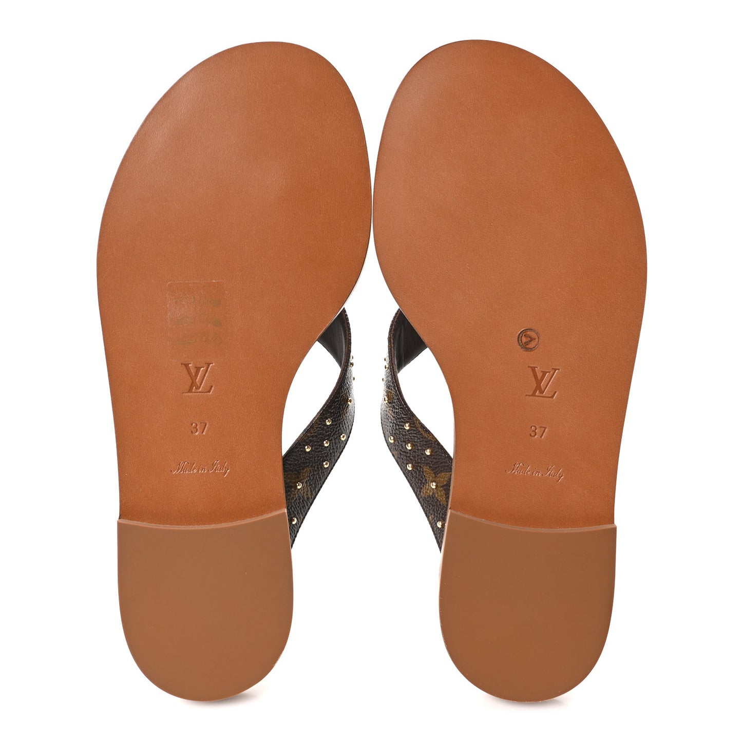 Monogram Sunny Flat Thong Sandals 37 Brown