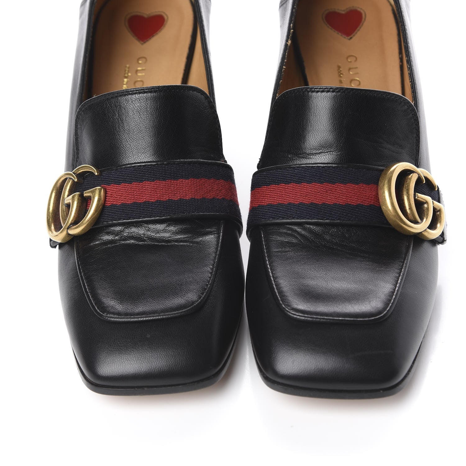 Gucci Malaga Kid Web Pearl Embellished Peyton 75mm Loafer Pumps 36.5 Black 11 of 12