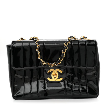 Chanel Patent Vertical Quilted Jumbo Single Flap Black 1 of 11