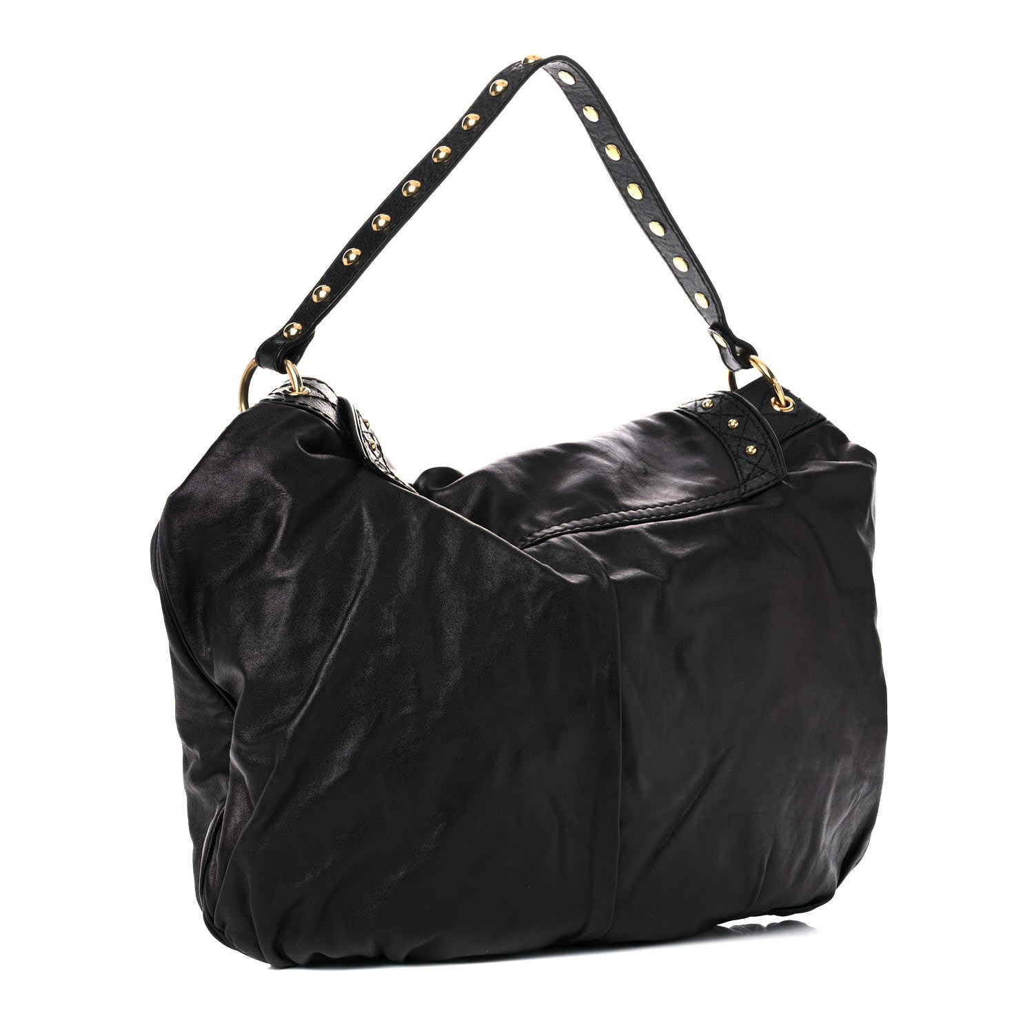 Gucci Calfskin Studded Large Irina Shoulder Bag Black 3 of 14