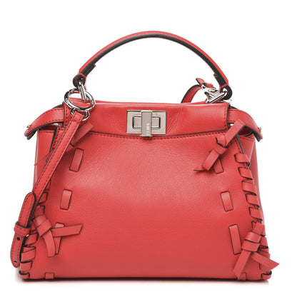 Fendi Vitello Seta Century Nappa Whipstitch Mini Peekaboo Iconic Satchel Fiamma 1 of 10